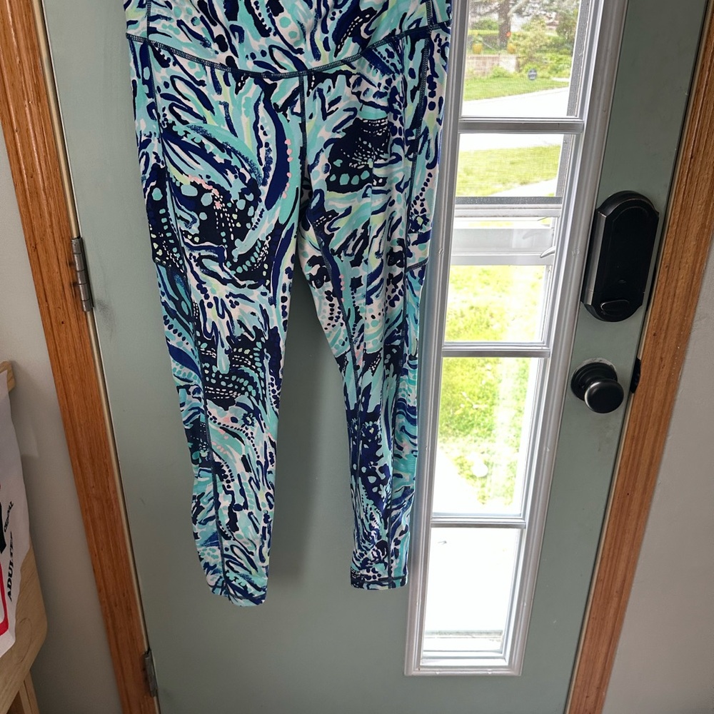 Lilly Pulitzer Luxletic Blue and Green Patterned Leggings